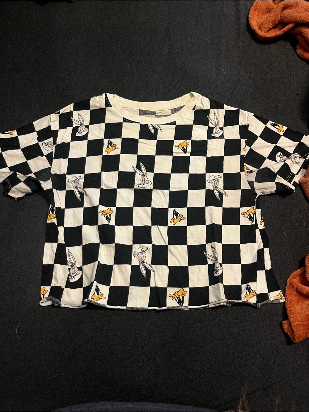 Black & White Checkerboard Looney Tunes Print Tee